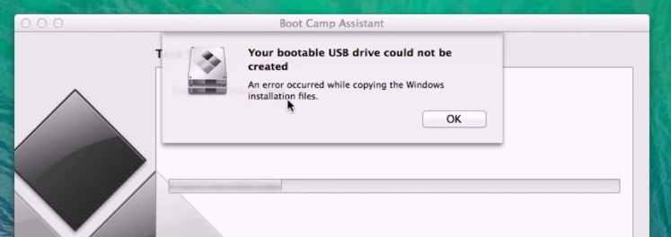 bootcamp bootable usb could not be created